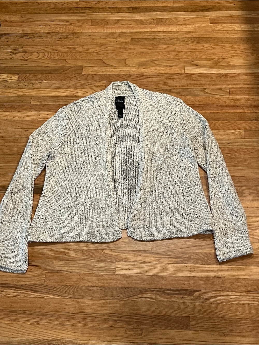 Eileen Fisher Open-Front Cardigan in Light Beige - Picture 2 of 5